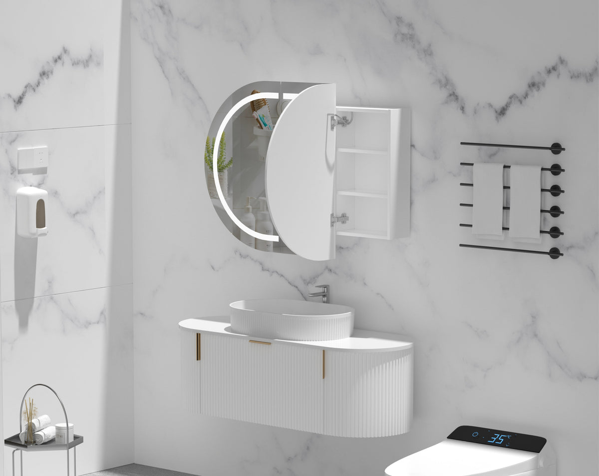 Mystic Oval LED Shaving Cabinet 1200 x 750mm - Matte White 4