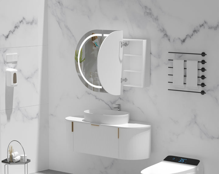 Mystic Oval LED Shaving Cabinet 1200 x 750mm - Matte White 4