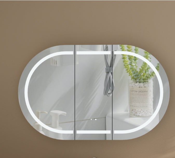 Mystic Oval LED Shaving Cabinet 1200 x 750mm - Walnut 1