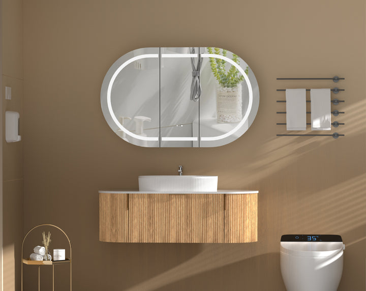 Mystic Oval LED Shaving Cabinet 1200 x 750mm - Walnut 2