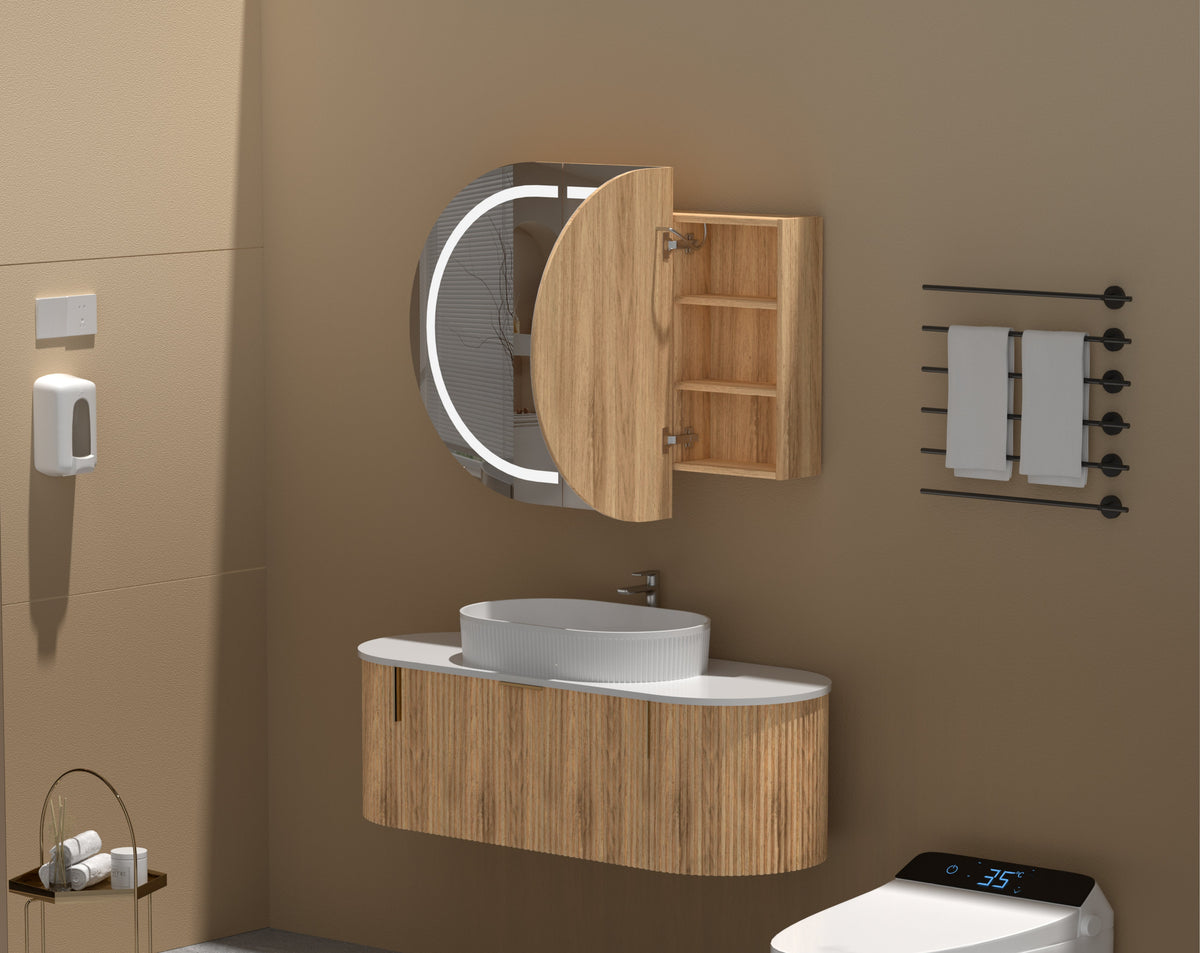 Mystic Oval LED Shaving Cabinet 1200 x 750mm - Walnut 3