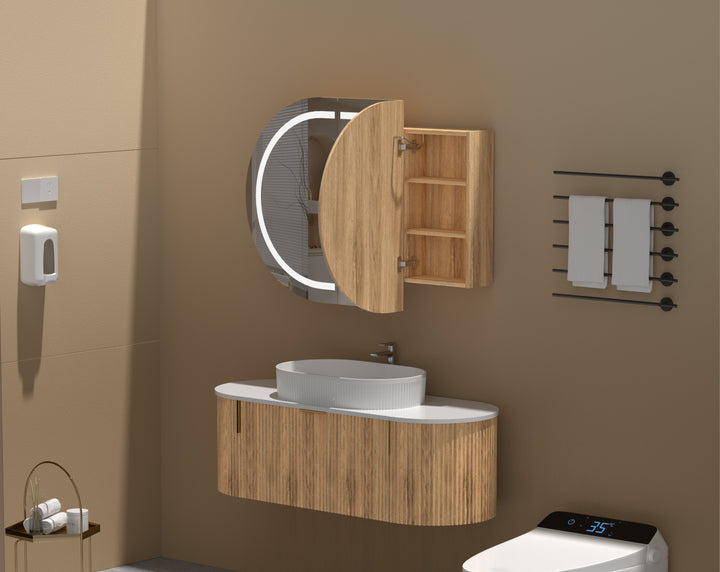 Mystic Oval LED Shaving Cabinet 1200 x 750mm - Walnut 3