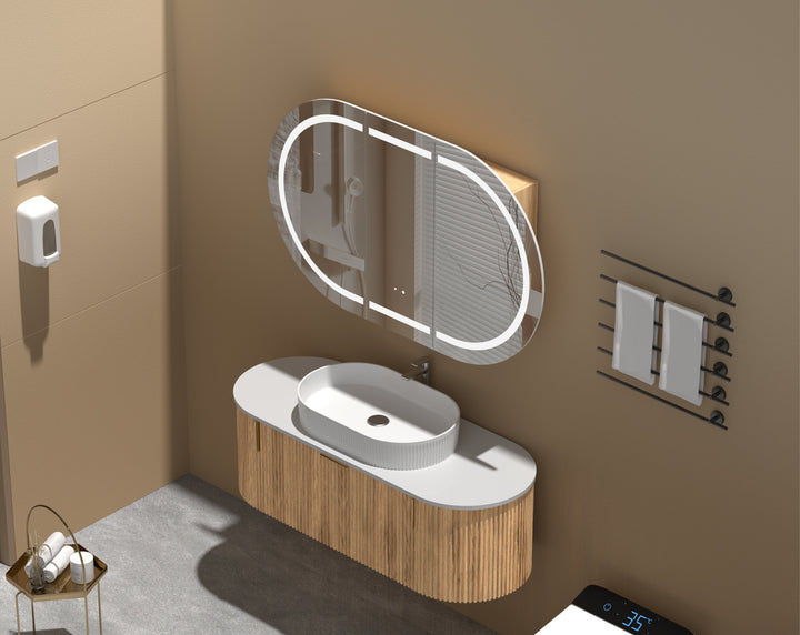 Mystic Oval LED Shaving Cabinet 1200 x 750mm - Walnut 4