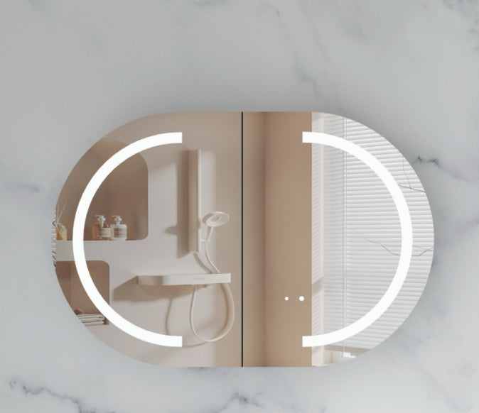 Mystic Oval LED Shaving Cabinet 900 x 600mm - Matte White 1