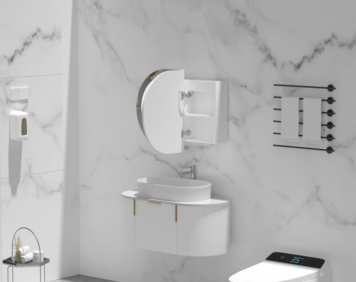Mystic Oval LED Shaving Cabinet 900 x 600mm - Matte White 3