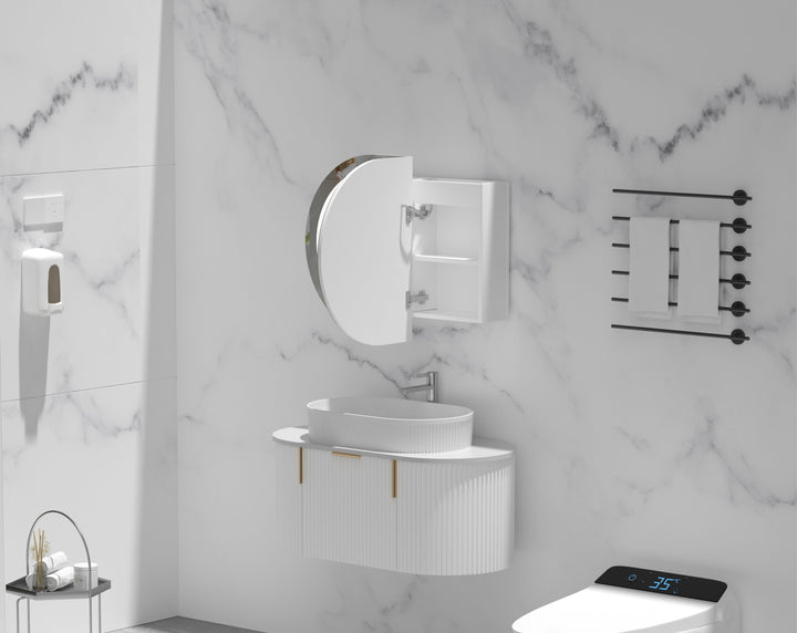 Mystic Oval LED Shaving Cabinet 900 x 600mm - Matte White 3