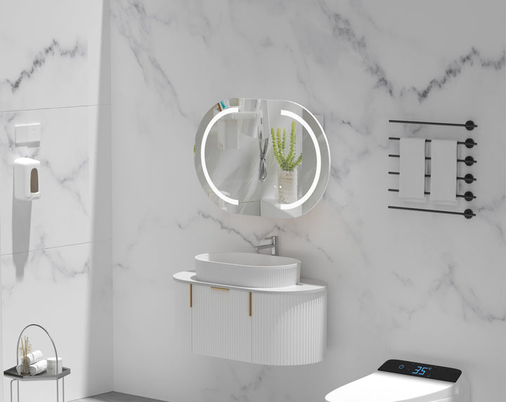 Mystic Oval LED Shaving Cabinet 900 x 600mm - Matte White 4