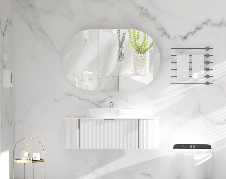Mystic Oval Shaving Cabinet 1200 x 750mm - Matte White 2