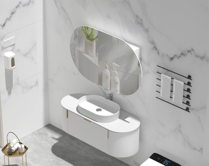 Mystic Oval Shaving Cabinet 1200 x 750mm - Matte White 3