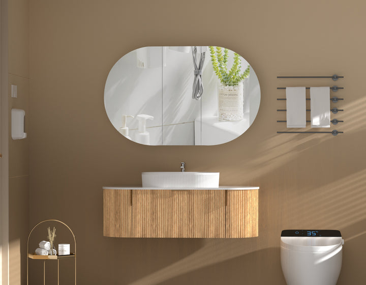 Mystic Oval Shaving Cabinet 1200 x 750mm - Walnut 2
