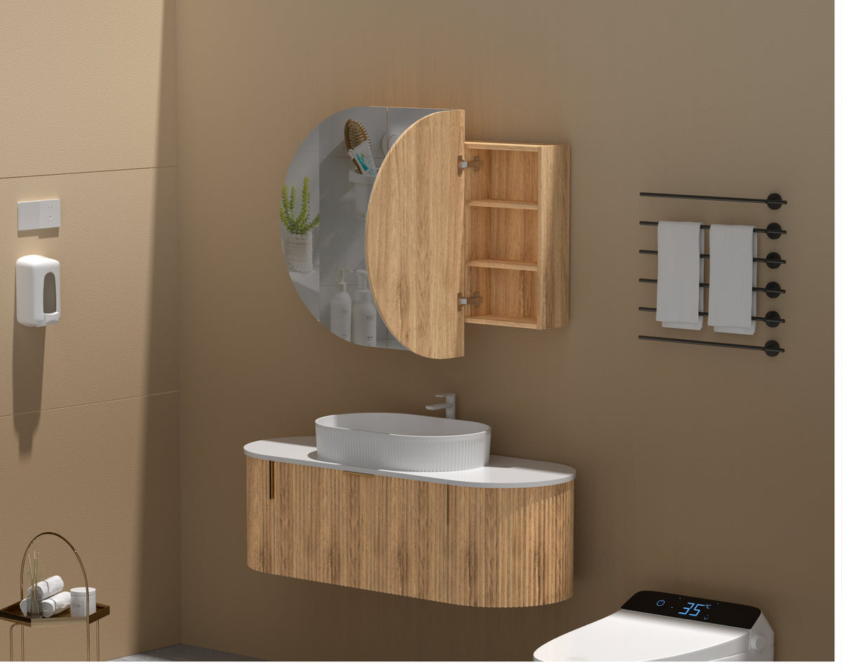 Mystic Oval Shaving Cabinet 1200 x 750mm - Walnut 3