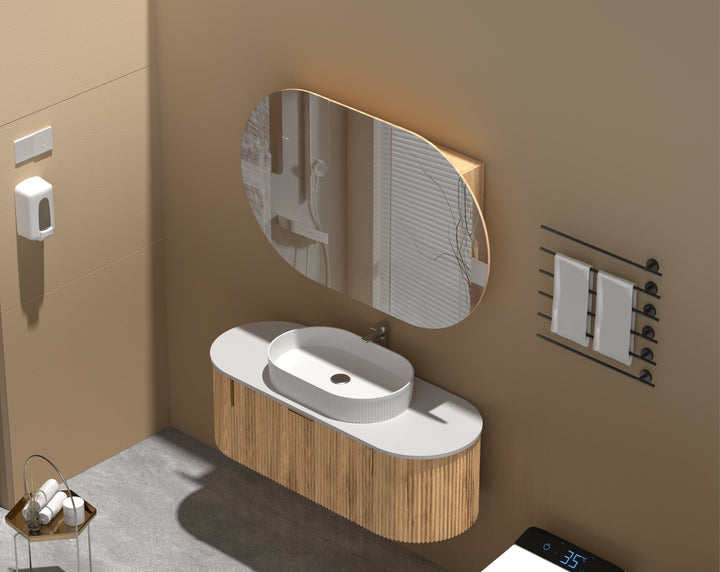 Mystic Oval Shaving Cabinet 1200 x 750mm - Walnut 4