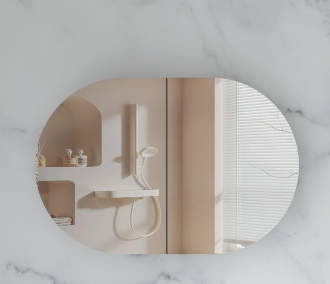 Mystic Oval Shaving Cabinet 900 x 600mm - Matte White 1
