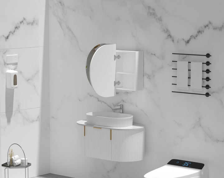 Mystic Oval Shaving Cabinet 900 x 600mm - Matte White 3