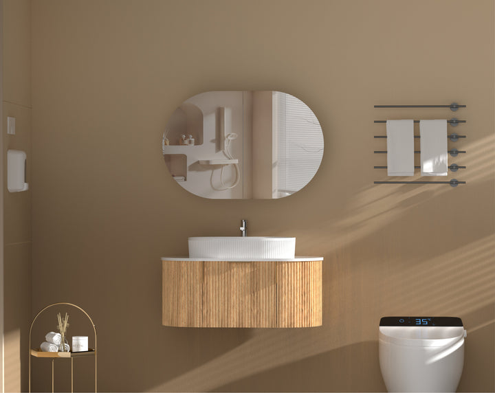 Mystic Oval Shaving Cabinet 900 x 600mm - Walnut 2