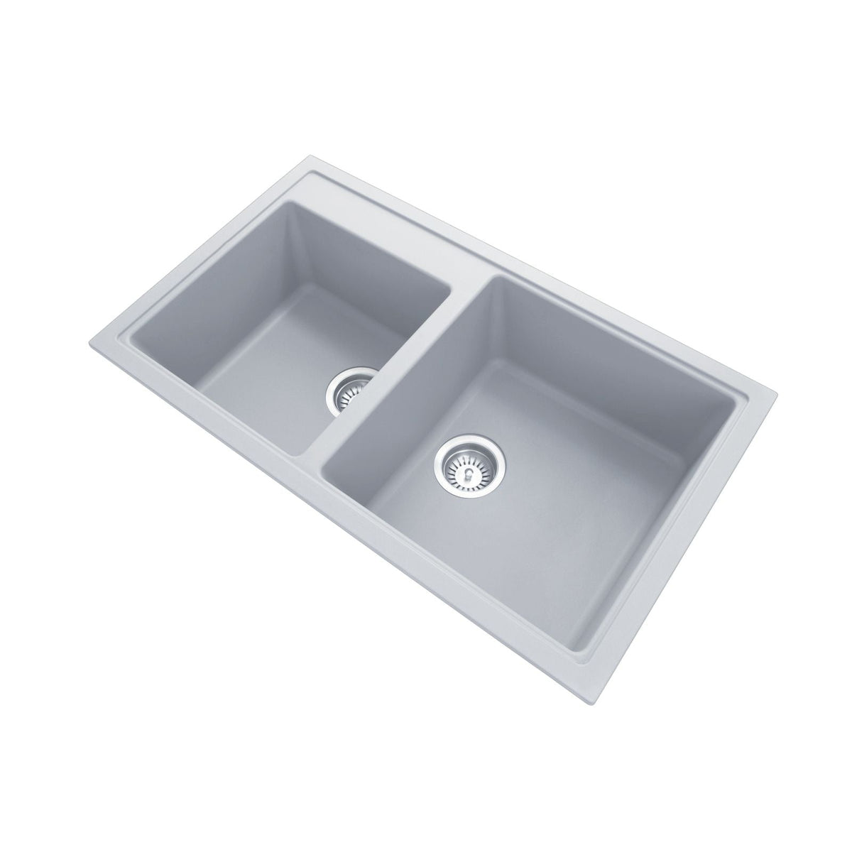 N200 Double Bowl Granite Sink 860 x 500 x 205mm - Concrete Grey 1