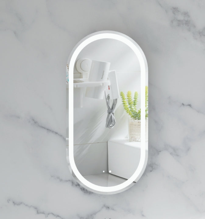 Noble Oval LED Shaving Cabinet 450 x 900mm - Matte White 1