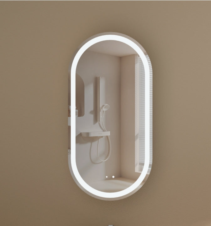 Noble Oval LED Shaving Cabinet 450 x 900mm - Walnut 1