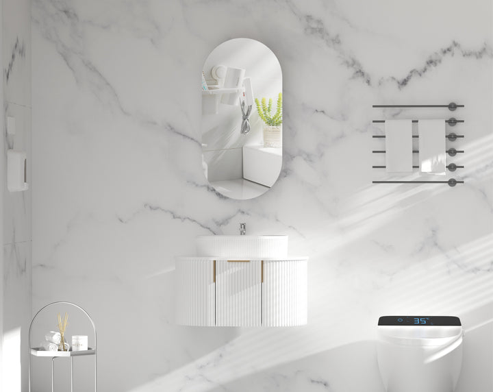 Noble Oval Shaving Cabinet 450 x 900mm - Matte White 2