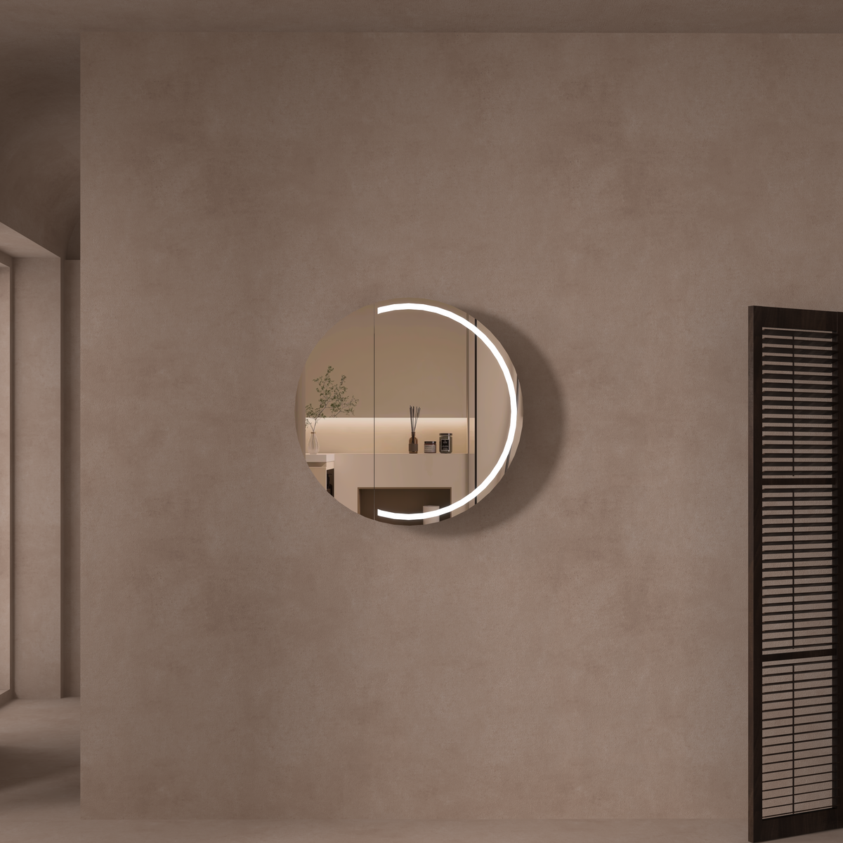 Orbit Round LED Shaving Cabinet 800 x 800mm - Matte White 1