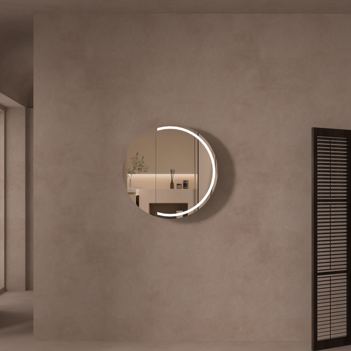 Orbit Round LED Shaving Cabinet 800 x 800mm - Matte White 1