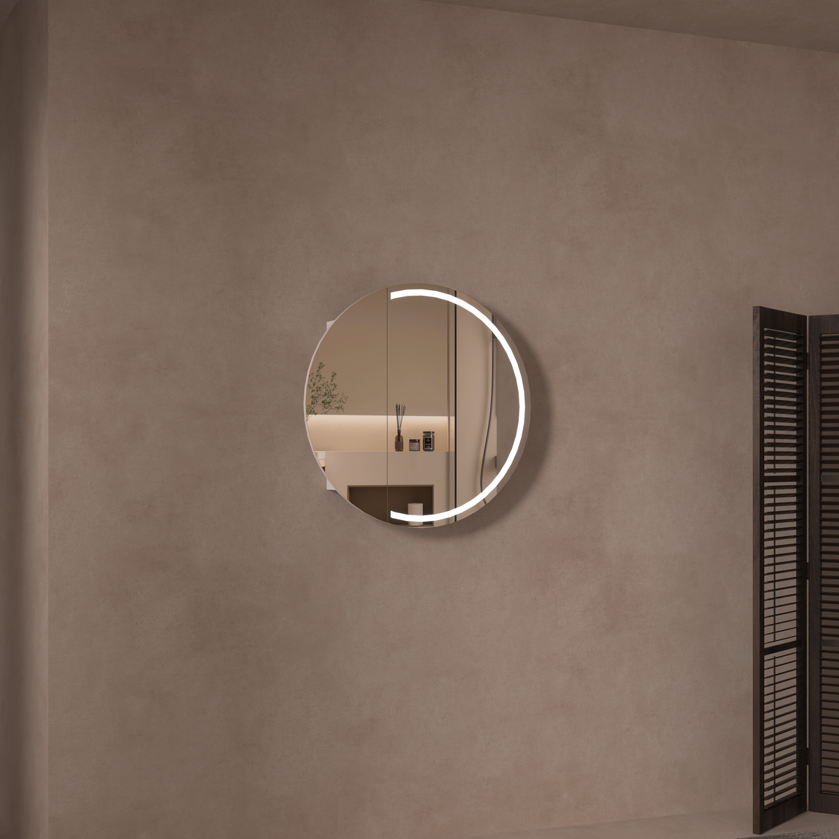 Orbit Round LED Shaving Cabinet 800 x 800mm - Matte White 2