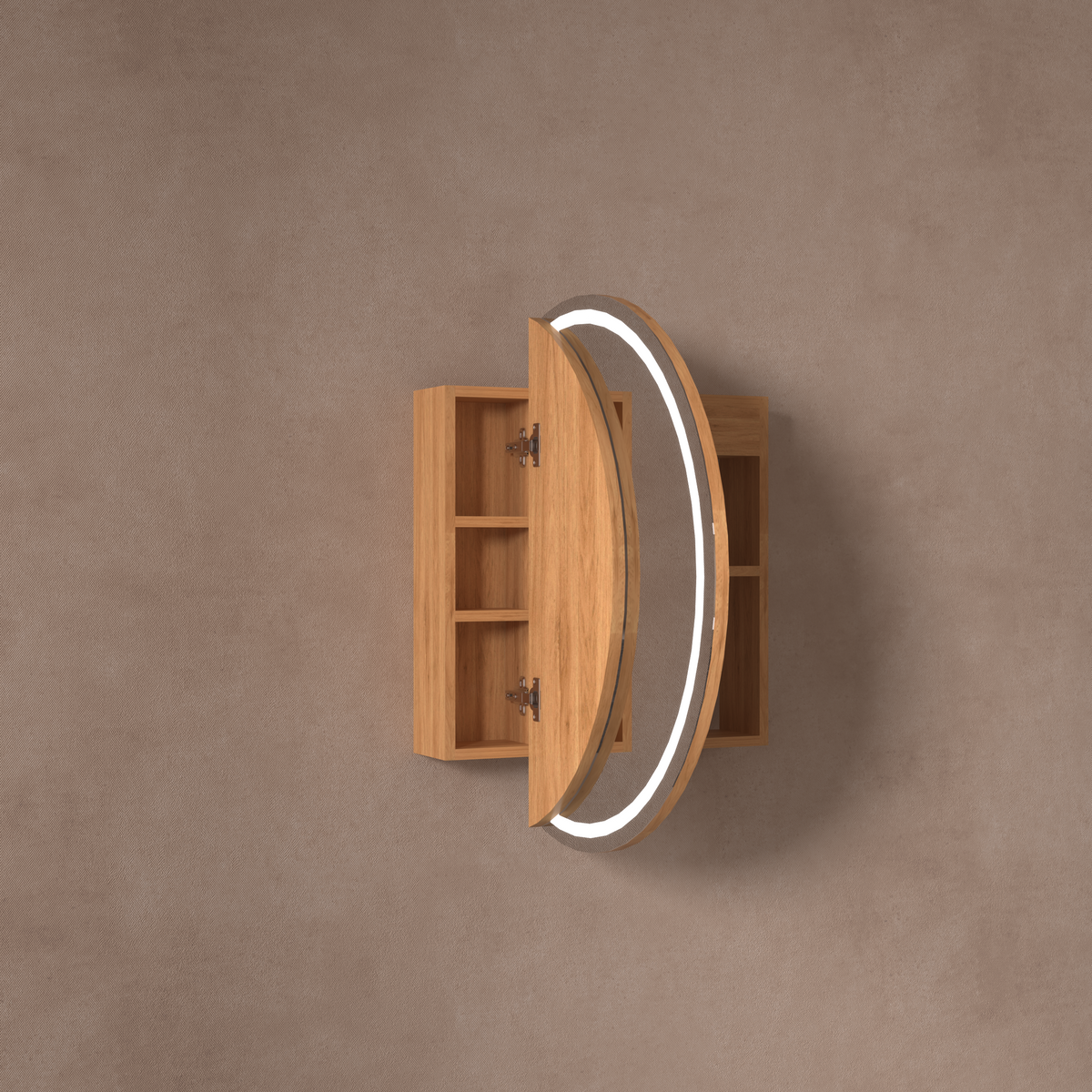 Orbit Round LED Shaving Cabinet 800 x 800mm - Walnut 3