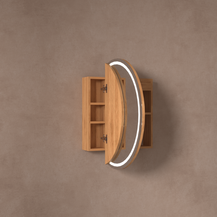 Orbit Round LED Shaving Cabinet 800 x 800mm - Walnut 3