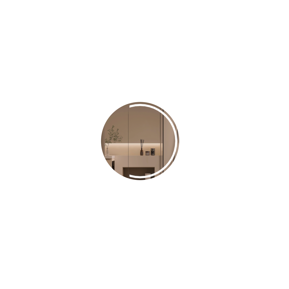 Orbit Round LED Shaving Cabinet 800 x 800mm - Walnut 4
