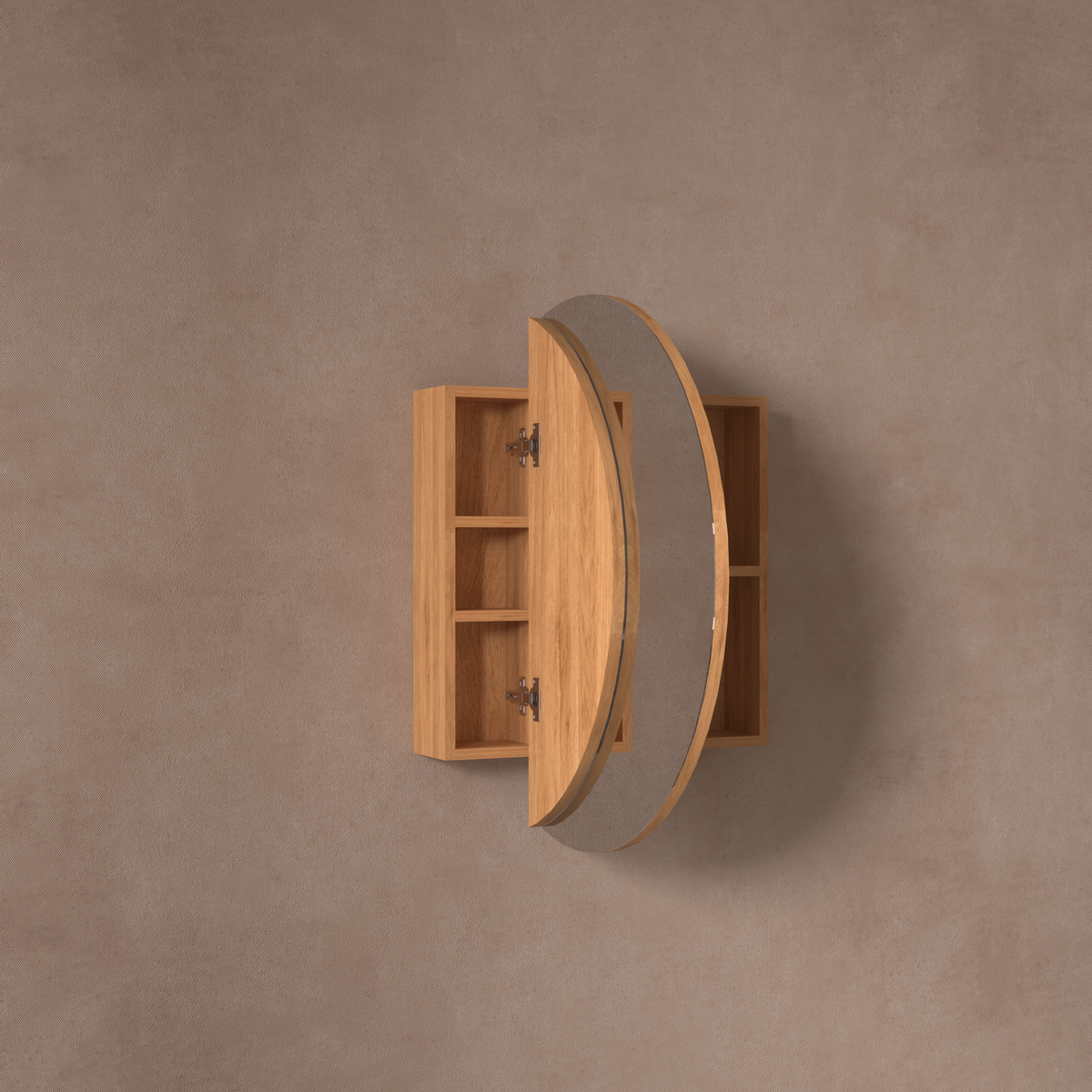 Orbit Round Shaving Cabinet 800 x 800mm - Walnut 3