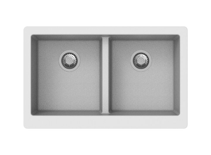 Retro 5050 Double Bowl Granite Farmhouse Sink 864 x 540 x 229mm - Snova White 1