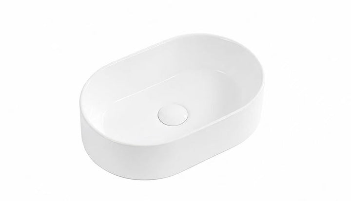 Round Above Counter Ceramic Basin 450 x 300 x 120mm - Gloss White 1
