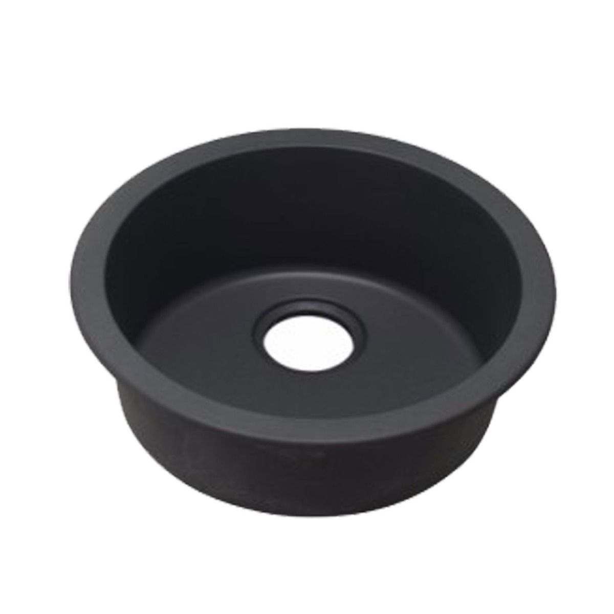 Round Single Bowl Granite Sink 460mm - Deep Black 1