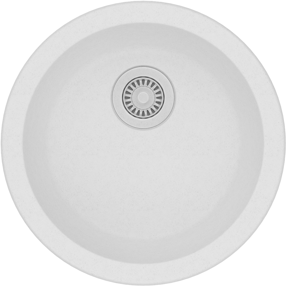 Round Single Bowl Granite Sink 460mm - Snova White 1