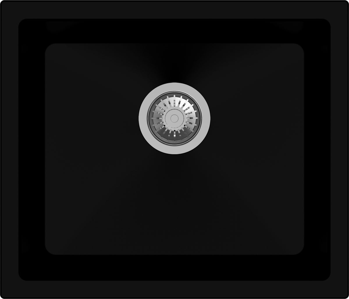 Salsa Single Bowl Granite Sink 533 x 457 x 205mm - Deep Black 1