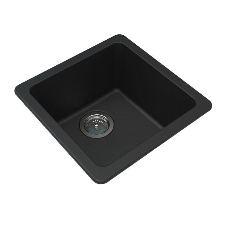 Single Bowl Granite Sink 422 x 422 x 203mm - Deep Black 1