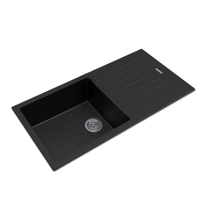 Single Bowl Granite Sink with Drainboard 1000 x 500 x 200mm - Deep Black 1