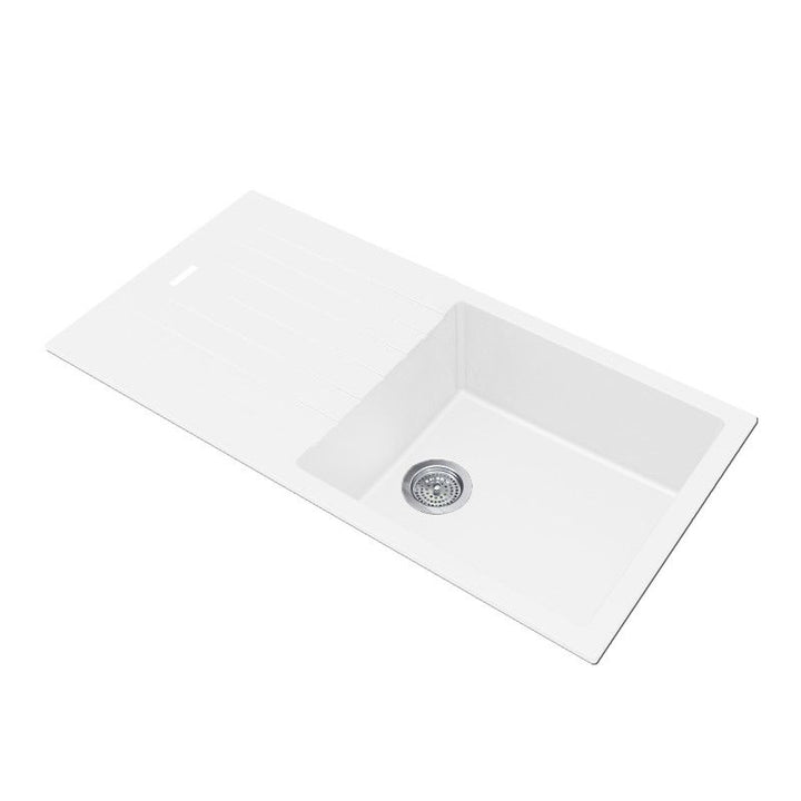 Single Bowl Granite Sink with Drainboard 1000 x 500 x 200mm - Snova White 1
