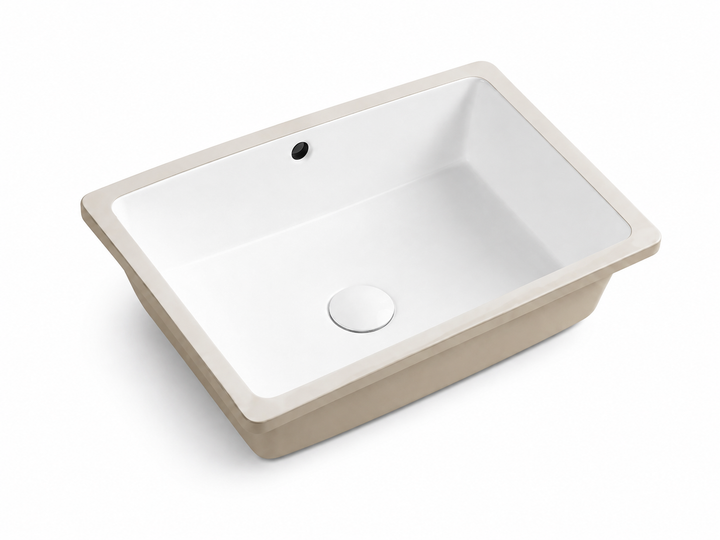 Square Undermount Ceramic Basin 460 x 350 x 170mm - Gloss White 1