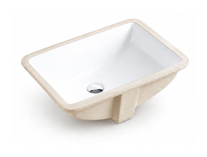 Square Undermount Ceramic Basin 530 x 375 x 200mm - Gloss White 1