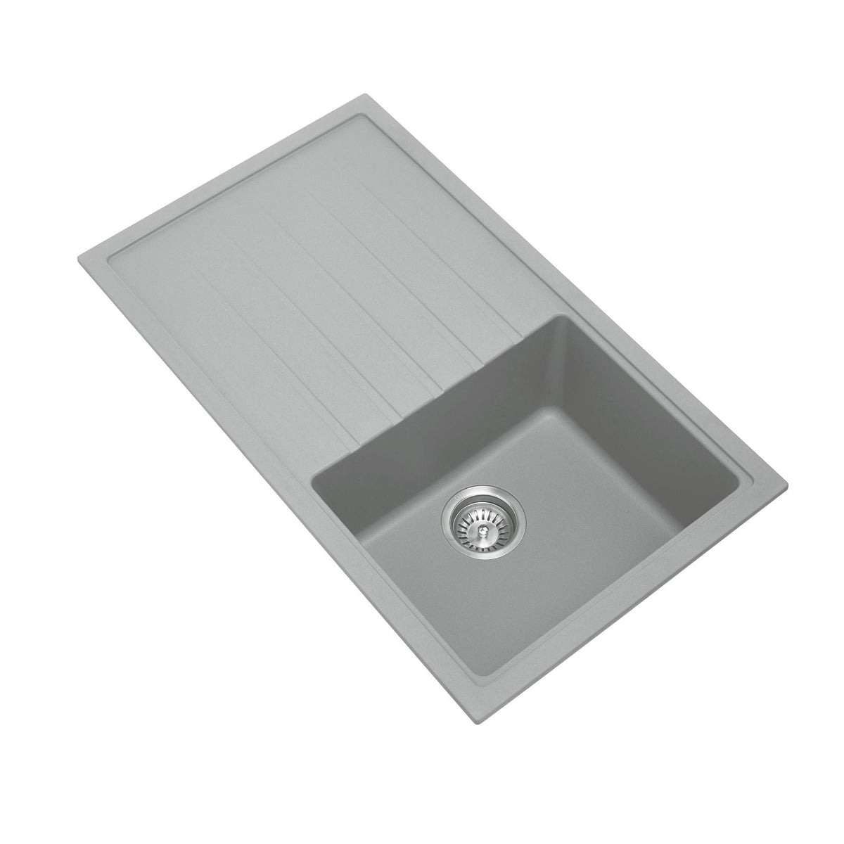 Vivaldi D100 Single Bowl Granite Sink with Drainboard 860 x 500 x 205mm - Concrete Grey 1