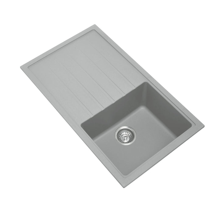 Vivaldi D100 Single Bowl Granite Sink with Drainboard 860 x 500 x 205mm - Concrete Grey 1