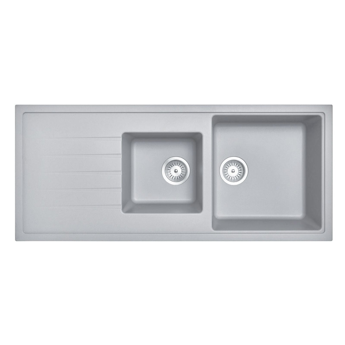 Vivaldi D200V Double Bowl Granite Sink with Drainboard 1160 x 500 x 205mm - Concrete Grey 1