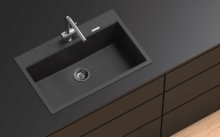 Waltz 780 Single Bowl Granite Sink 780 x 510 x 220mm - Deep Black lifestyle