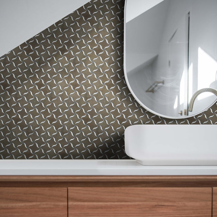 Nebula Fussana+Carrara Nebula Marble Mosaic installed