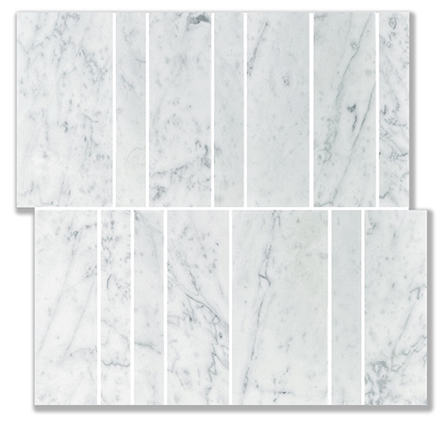 Nova Brick Bianco Carrara Marble Mosaic tile face, 300 x 300 mm