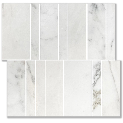 Nova Brick Calacatta Marble Mosaic tile face, 300 x 300 mm