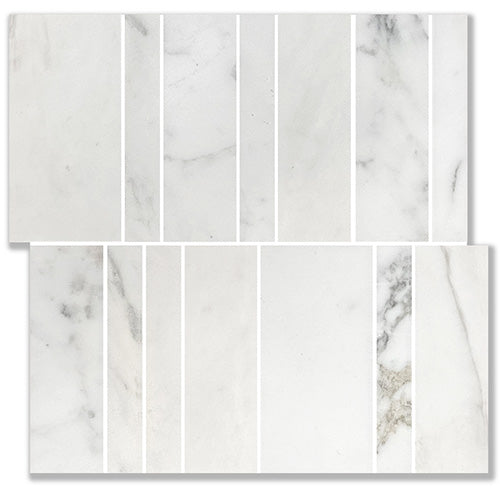 Nova Brick Calacatta Marble Mosaic tile face, 300 x 300 mm