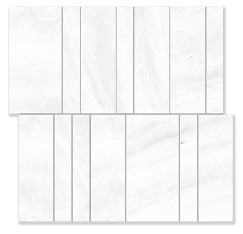 Nova Brick Pearl White Marble Mosaic tile face, 300 x 300 mm