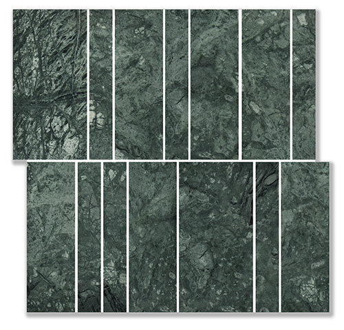 Nova Brick Verde Alpi Marble Mosaic tile face, 300 x 300 mm